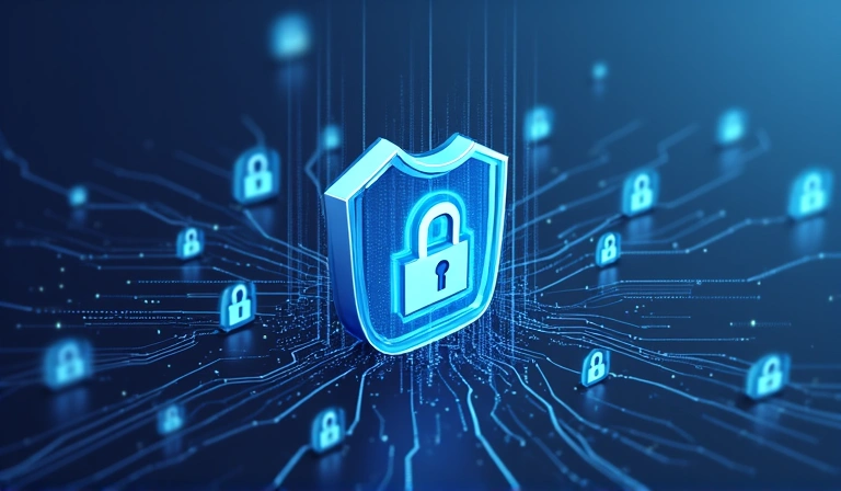 Ilustrație cu date personale securizate, reprezentând confidențialitatea și protecția informațiilor.