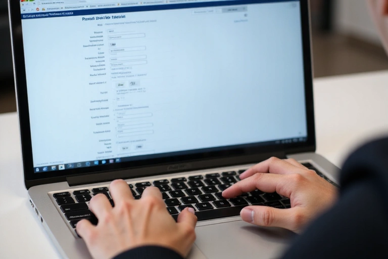 Persoană completând un formular online